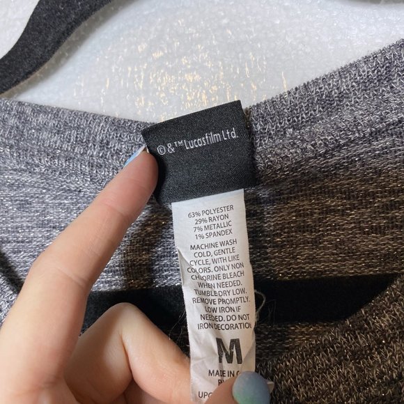 Star Wars Size Medium Darth Vader Gray Glitter Top - Picture 8 of 8